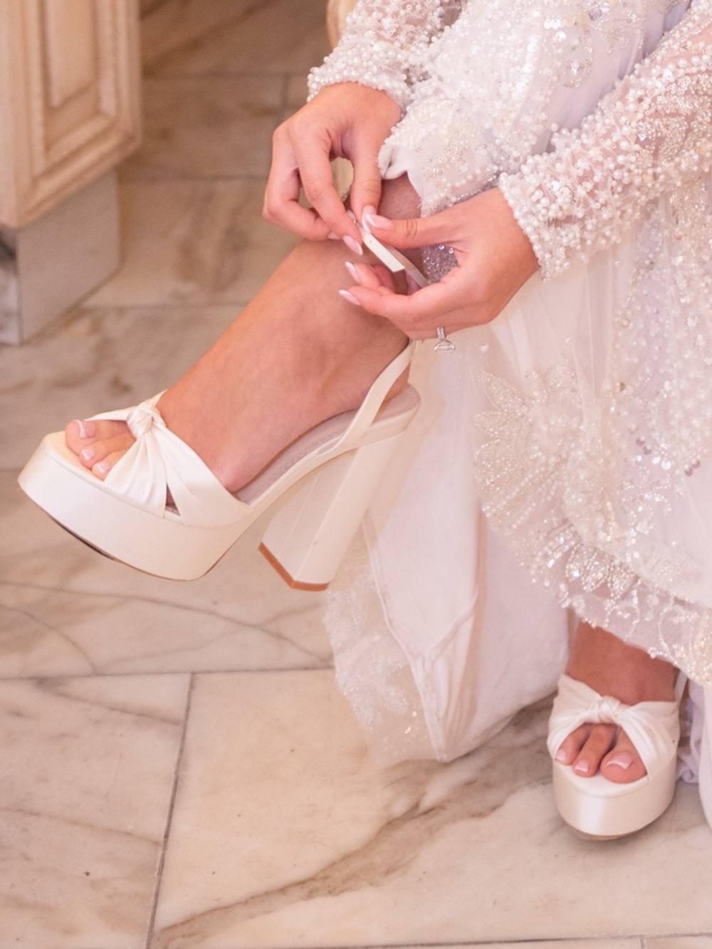 Bella Bella Serafina Platform Chunky White Heels Bridal